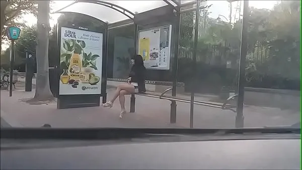 Fresh bitch at a bus stop clips Tube