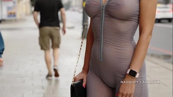 Verse Naughty Lada wear see-through outfit in the city clips Tube