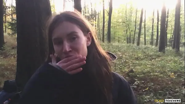 Fresh Russian girl gives a blowjob in a German forest (family homemade porn clips Tube