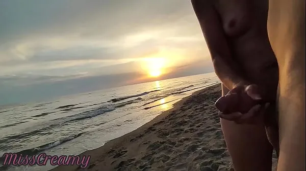 Fresh French Milf Blowjob Amateur on Nude Beach public to stranger with Cumshot 02 - MissCreamy clips Tube