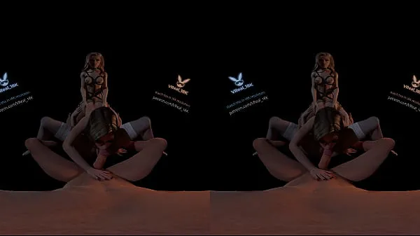 Tubo de VReal 18K Spitroast FFFM orgy groupsex with orgasm and stocking, reverse gangbang, 3D CGI render clipes novos