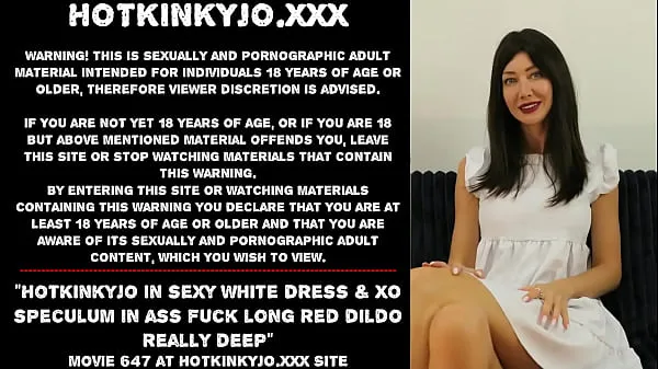 신선한 Hotkinkyjo in sexy white dress & XO speculum in ass fuck long red dildo really deep 클립 튜브
